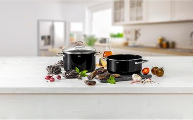 Набір з 4 каструль зі скляними кришками, чорний колір Elegance Line Silit