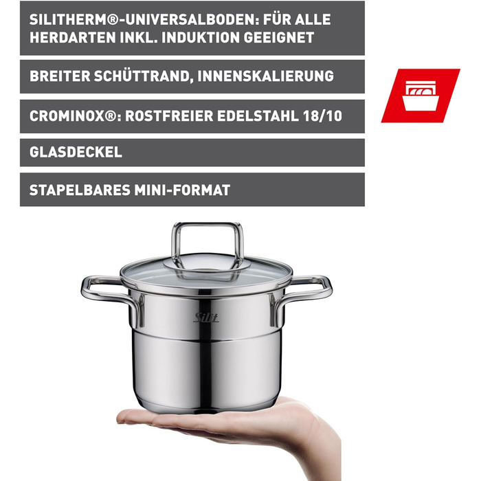 Міні-каструля 12 см зі скляною кришкою Extra Cook Mini Silit
