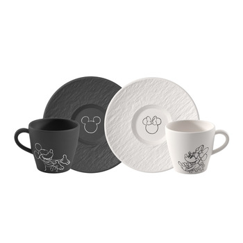 Чашка і блюдце для кави чорний / білий набір 4 предмети Manufacture - Mickey Mouse Villeroy & Boch