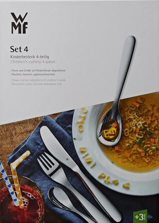 Детские столовые приборы WMF, именная гравировка гномы 4 шт. и, от 3 лет, полированная нержавеющая сталь Cromargan, можно мыть в посудомоечной машине, с гравировкой, подарки на крестины, подарки на крещение, детские столовые приборы с гравировкой имени (к
