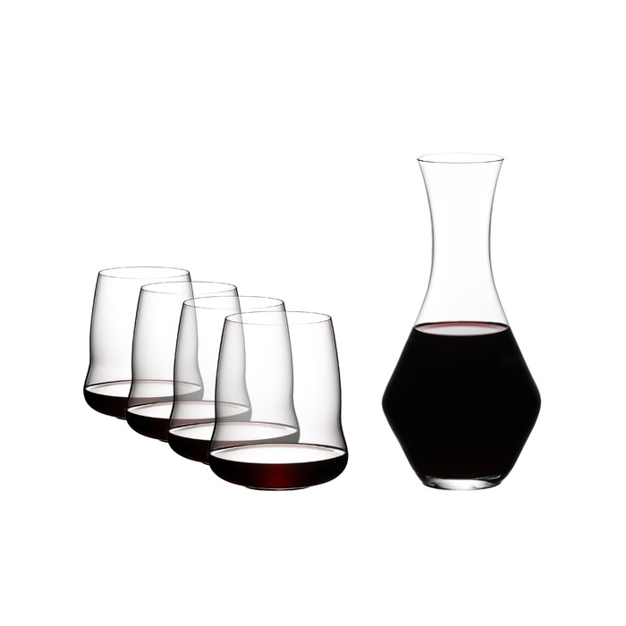 Набір з келихів і декантера для червоного вина 5 предметів Stemless Wings Riedel