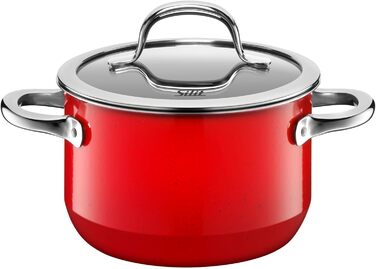 Набір посуду Silit Passion Red, 4 предмети каструлі зі скляними кришками, Silargan з керамічним покриттям, для індукційних плит, червоний набір з казаном