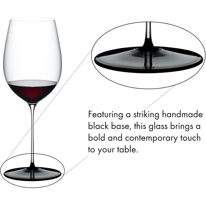 Келих для вина 953 мл чорна основа Fatto a Mano Black Tie Bordeaux Grand Cru, Riedel