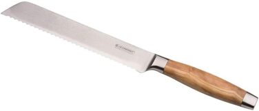 Ніж для хліба, 20 см дамаська сталь, оливкове дерево Le Creuset