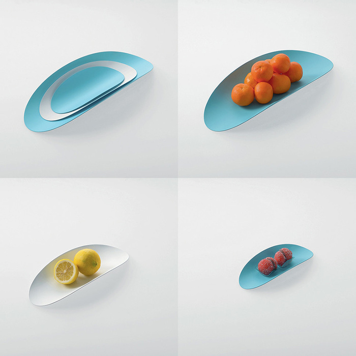 Набір страв (3 шт) 40х4,5х17,3 см блакитний / білий Ellipse Alessi
