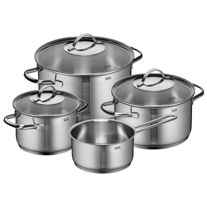 Набір каструль зі скляними кришками, 4 предмети, Achat Silit