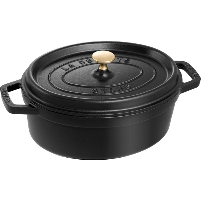 Чавунна жаровня/кокот STAUB, овальна 6,7 л, (27 см, чорна)