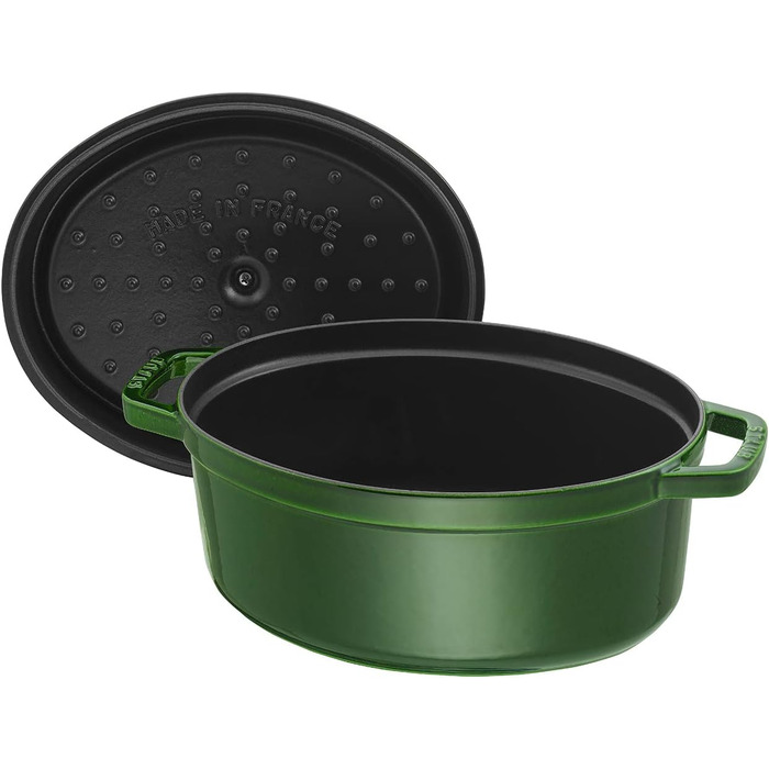 Чавунна жаровня/кокотниця STAUB, овальна 6,7 л, (33 см, базилік/зелений)