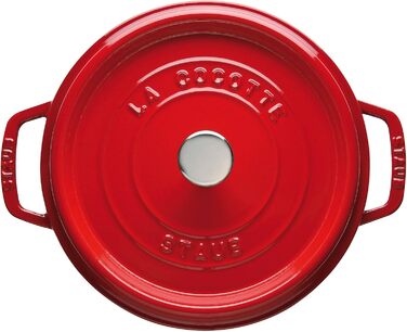 Чавунна каструля/кокотниця STAUB, кругла, 8,35 л, функція Ароматичний дощ для оптимального зволоження, для всіх типів варильних поверхонь, включаючи індукційні та духові шафи, (вишнево-червона, 24 см)