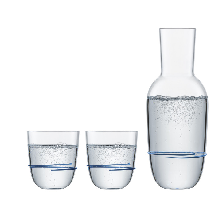 Графин для воды со стаканами, набор 3 предмета, синий Aura Zwiesel Glas