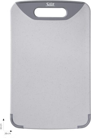 Дошка для нарізання Silit 32 x 20 см, прямокутна, пластик, з ручкою, можна мити в посудомийній машині, захищає леза (Сіра, набір 2 шт. )