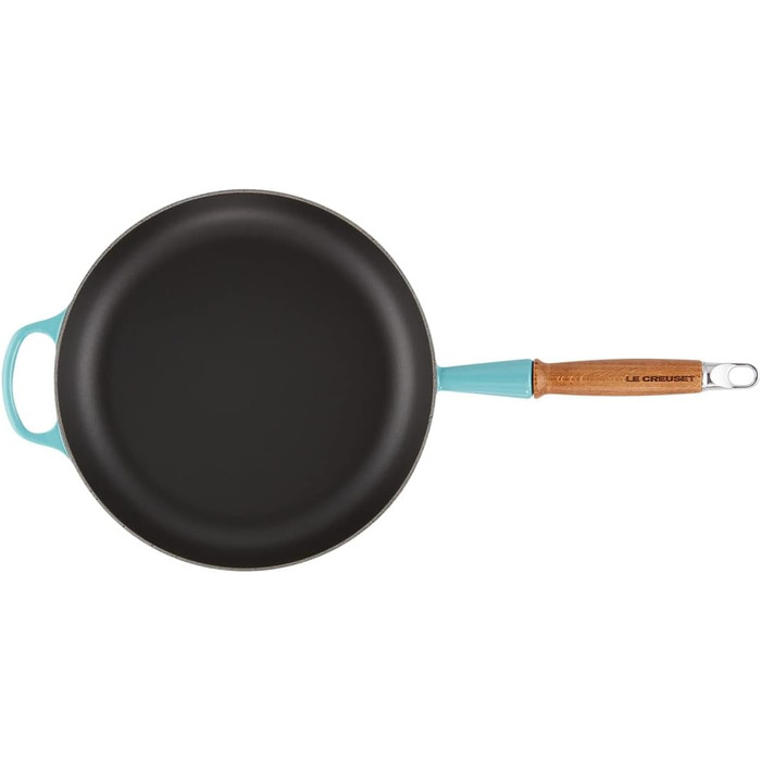 Сковорода чавунна 28 см з дерев'яною ручкою, бірюзовий Signature Le Creuset