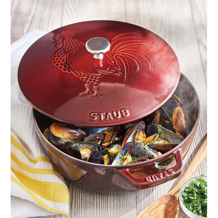 Кокот Півень 24 см, гранатовий Staub