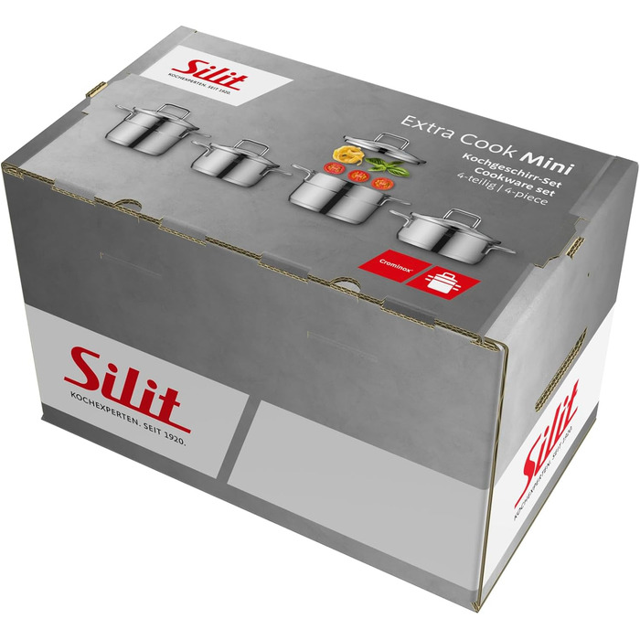 Набор из 4 мини-кастрюль со стеклянными крышками Extra Cook Mini Silit