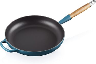 Сковорода чавунна 28 см з дерев'яною ручкою, темно-бірюзовий Signature Le Creuset