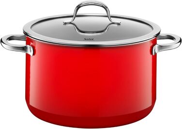 Набір посуду Silit Passion Red, 4 предмети каструлі зі скляними кришками, Silargan з керамічним покриттям, для індукційних плит, червоний набір з казаном