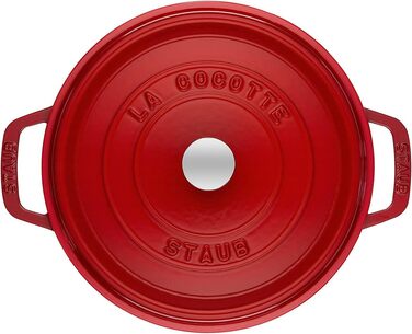 Чавунна жаровня/кокотниця STAUB, кругла 8,35 л, функція Ароматичний дощ для оптимального зволоження, для всіх типів варильних поверхонь, включаючи індукційні та духові шафи, (вишнево-червоний, 30 см)