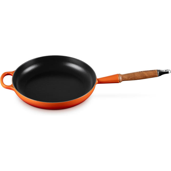 Сковорода чавунна 26 см з дерев'яною ручкою, полум'яно-червоний Signature Le Creuset