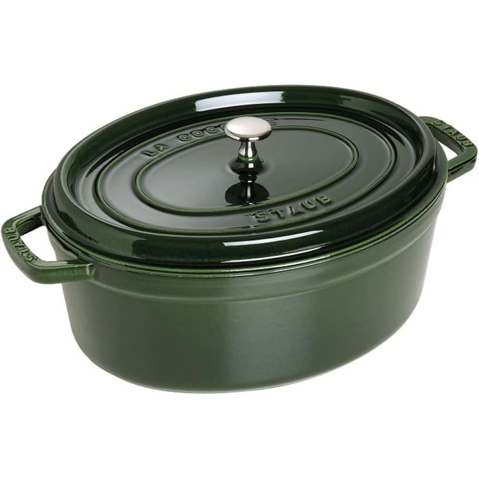 Чавунна жаровня/кокотниця STAUB, овальна 6,7 л, (31 см, базилік/зелений)