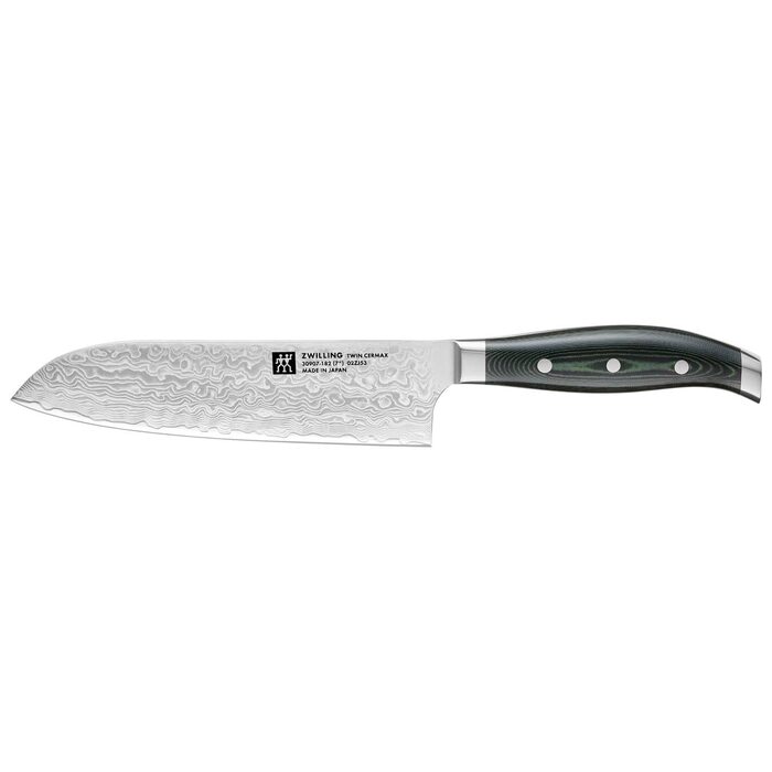 Кухарський ніж Сантоку 18 см дамаська сталь, зелений Twin Cermax Zwilling