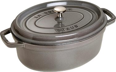 Чавунна жаровня/кокот STAUB, овальна 6,7 л, (33 см, графітово-сіра)
