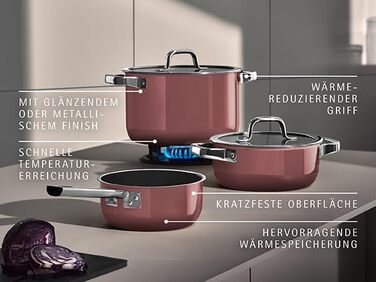Набір з 4 каструль зі скляними кришками, рожевий Fusiontec Mineral Pro WMF