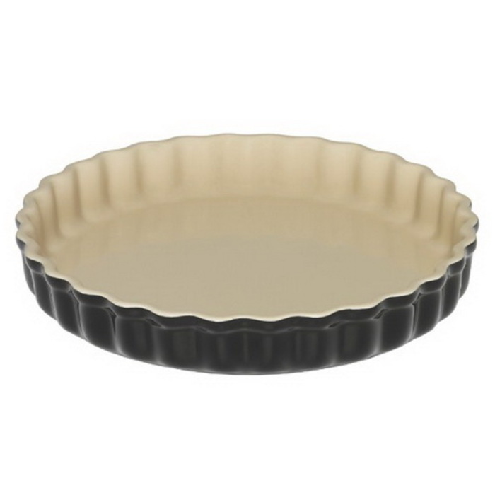 Блюдо кругле хвилясте для запікання 24 см, чорне глянсове Le Creuset