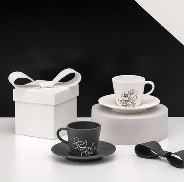 Чашка і блюдце для еспресо чорний / білий набір 4 предмети Manufacture - Mickey Mouse Villeroy & Boch