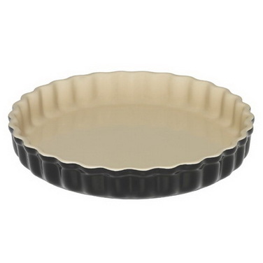 Блюдо кругле хвилясте для запікання 24 см, чорне глянсове Le Creuset