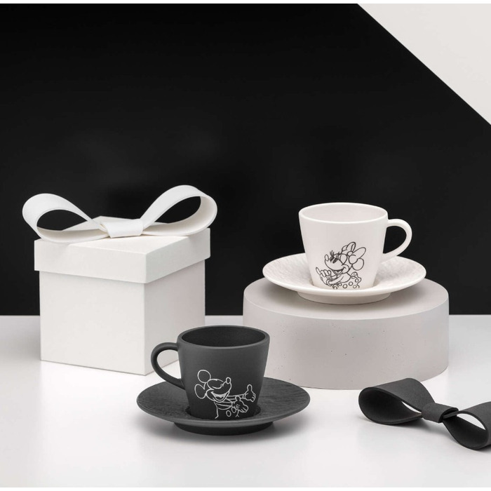 Чашка і блюдце для еспресо чорний / білий набір 4 предмети Manufacture - Mickey Mouse Villeroy & Boch