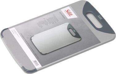 Дошка для нарізання Silit 32 x 20 см, прямокутна, пластик, з ручкою, можна мити в посудомийній машині, захищає леза (Сіра, набір 2 шт. )