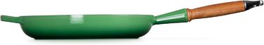 Сковорода чугунная 28 см с деревянной ручкой, зеленый Signature Le Creuset