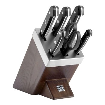 Набір з 5 ножів з ножицями та заточуючим блоком коричневий Gourmet Zwilling