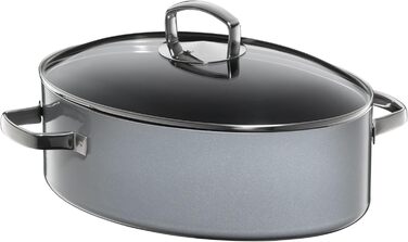 Жаровня овальна 36 см зі скляною кришкою, сіра Fusiontec Mineral WMF