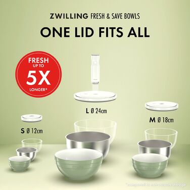Миска з вакуумною кришкою 18 см, нержавіюча сталь Fresh & Save Zwilling