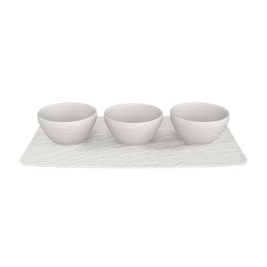Набір 3 піали з блюдом-підставкою White Manufacture Rock Blanc Villeroy & Boch