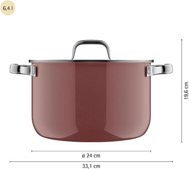 Каструля 24 см зі скляною кришкою, рожевий Fusiontec Mineral Pro WMF
