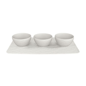 Набір 3 піали з блюдом-підставкою White Manufacture Rock Blanc Villeroy & Boch