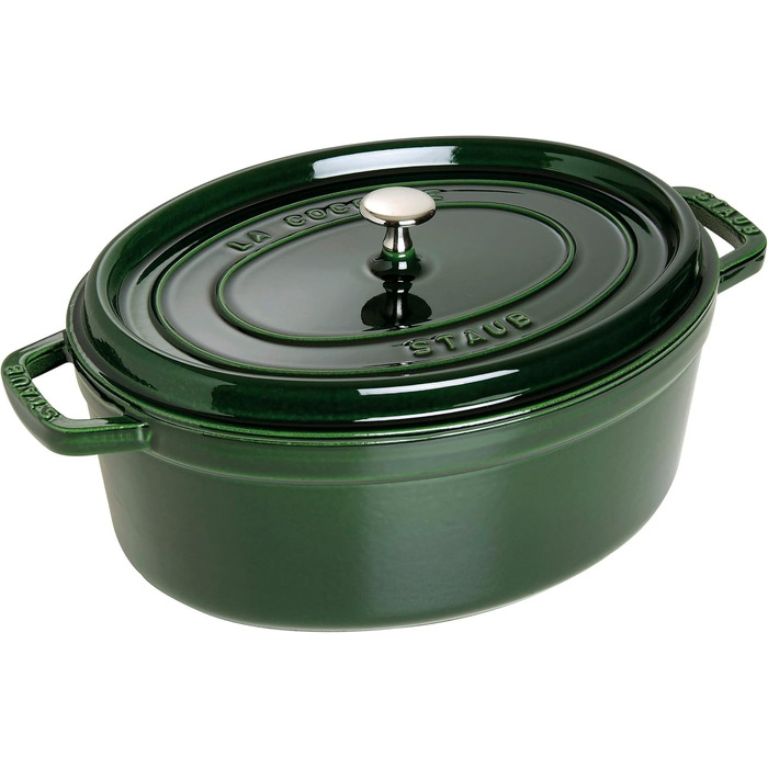 Чавунна жаровня/кокотниця STAUB, овальна 6,7 л, (33 см, базилік/зелений)