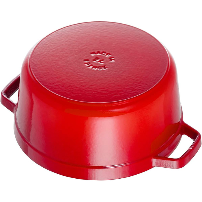 Чавунна жаровня/кокотниця STAUB, кругла 8,35 л, функція Ароматичний дощ для оптимального зволоження, для всіх типів варильних поверхонь, включаючи індукційні та духові шафи, (вишнево-червоний, 30 см)