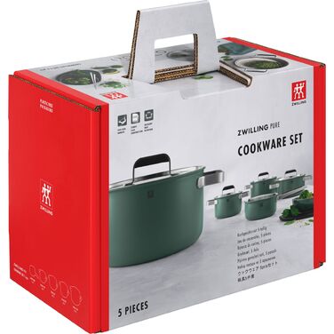 Набір каструль з кришками, 5 предметів, зелені Pure Zwilling