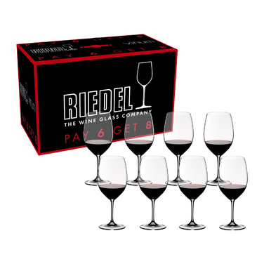 Набір келихів Bordeaux 610 мл, 6 шт + 2 в подарунок, кришталь, Vinum, Riedel