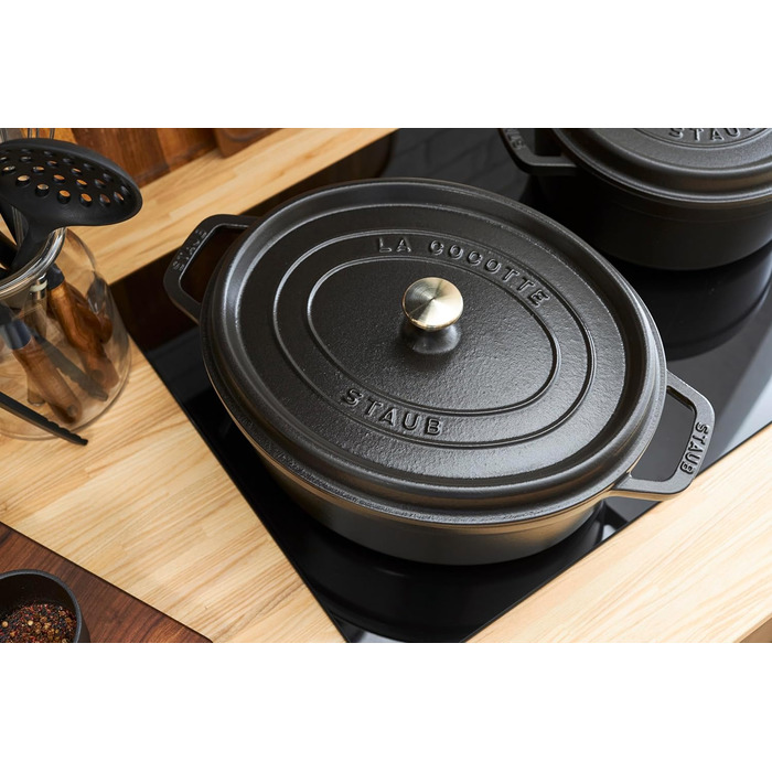 Чавунна жаровня/кокот STAUB, овальна 6,7 л, (27 см, чорна)