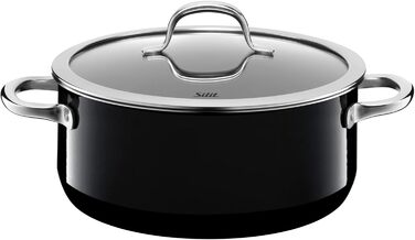 Набір посуду Silit Passion Black, 4 предмети, для індукції каструлі з кришками з термостійкого скла, керамічне покриття Silargan, без нікелю (16 см, 20 см, 24 см)