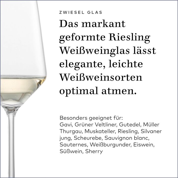 Келих для білого вина Zwiesel Glas Sauvignon Blanc Pure (набір з 2 шт. ), витончені фужери для білого вина, келихи для миття в посудомийній машині Tritan Crystal, виробництво Німеччина (Номер замовлення 122314) (келих для білого вина Рислінг (2 шт.))