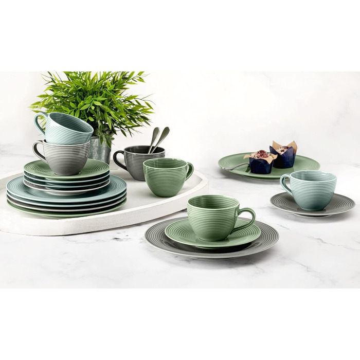 Кавовий сервіз на 6 персон, 18 предметів, триколірний Beat Color Glaze Seltmann Weiden