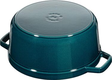 Чавунна жаровня/кокотниця STAUB, кругла 8,35 л, функція Ароматичний дощ для оптимального зволоження, для всіх типів варильних поверхонь, включаючи індукційні та духові шафи, (La Mer, 24 см)