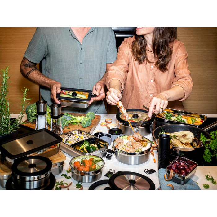 Вакуумна кришка для контейнера 0,8 л кругла з затискачами, скло Flexx 2Go Rosle