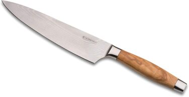 Ніж шеф-повара, 20 см дамаська сталь, оливкове дерево Le Creuset