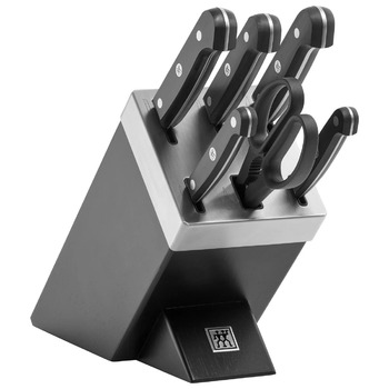 Набір з 5 ножів з ножицями та заточуючим блоком чорний Gourmet Zwilling